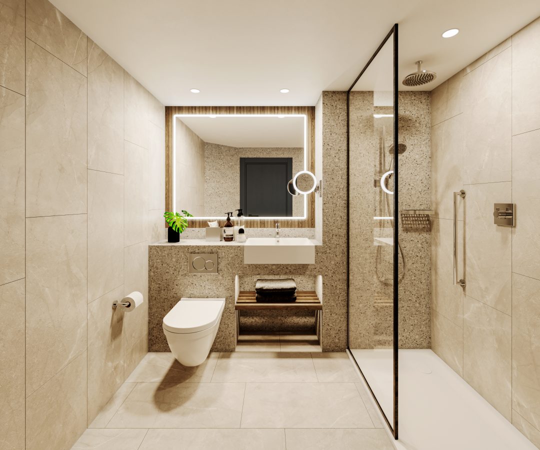 Internal Bathroom CGI - Marriot Edinburgh - Twenty2Degrees